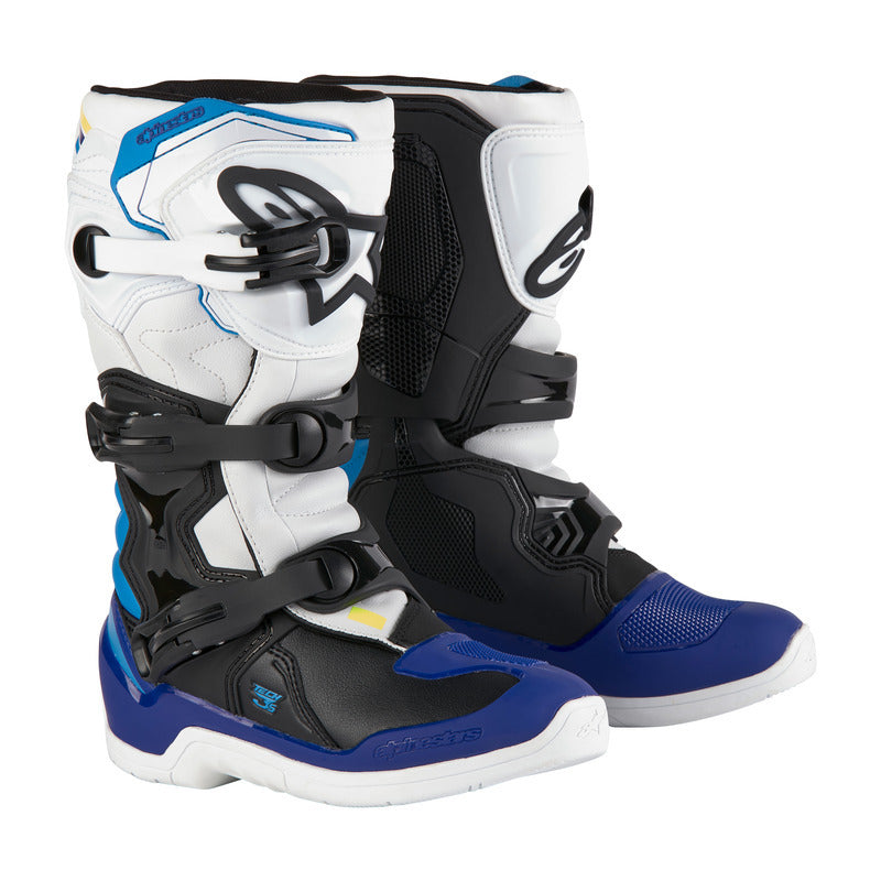 Boots: ALPINESTARS Youth TECH 3S White/Black Enamel Blue