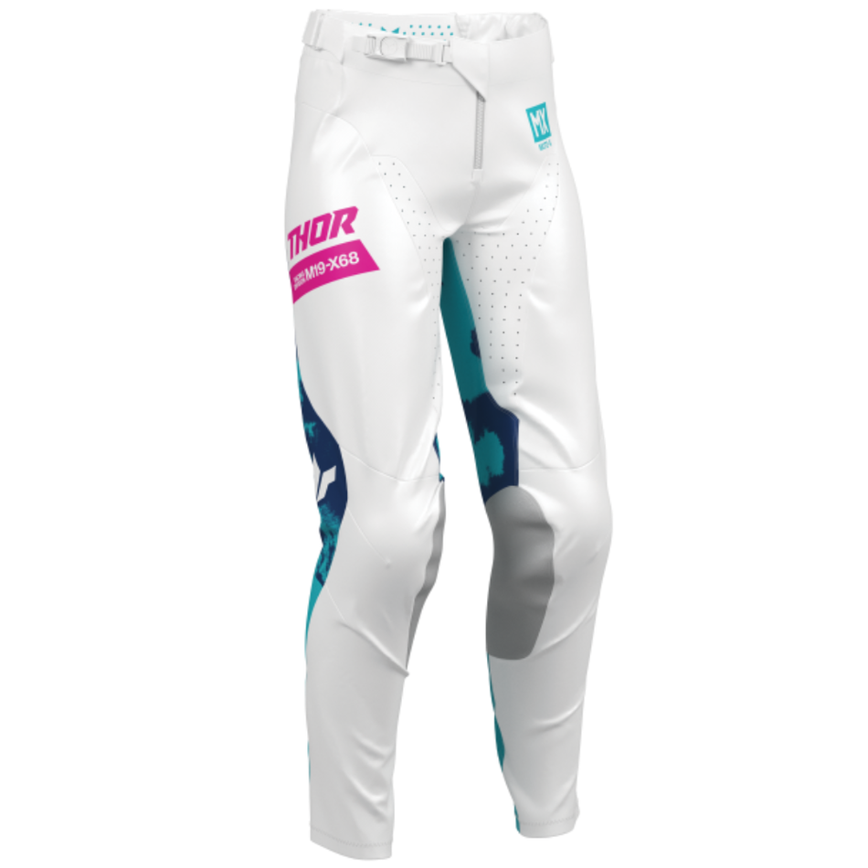 Pants: THOR Women LAUNCHMODE BLEACH White/Aqua