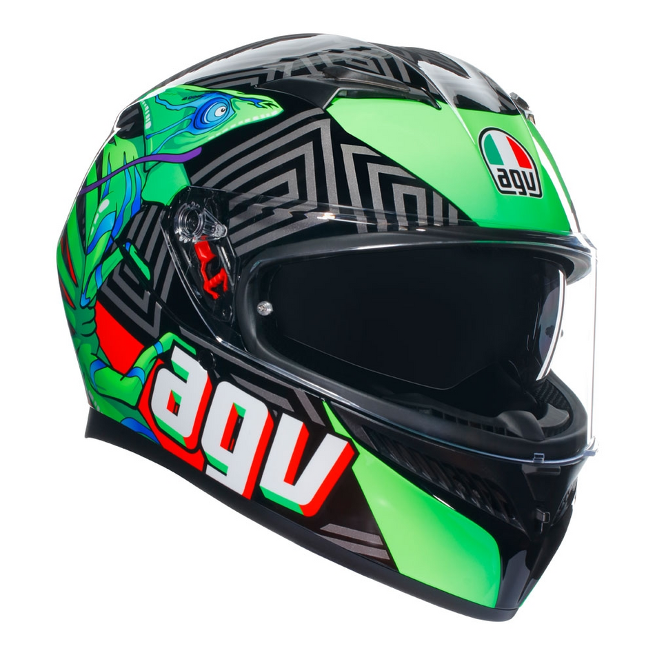 Helmet: AGV K3 KAMALEON Black/Red/Green