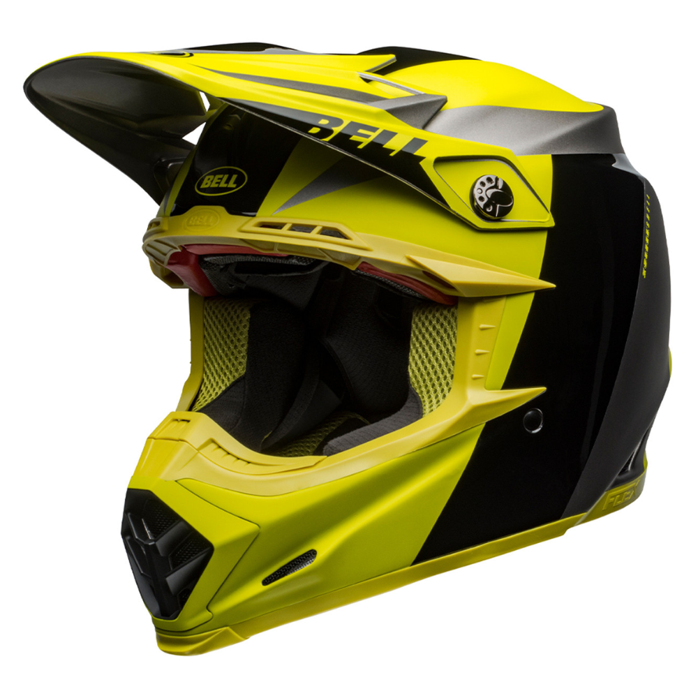 Helmet: BELL MOTO-9 FLEX DIVISION M/G Blk/Hi-Viz/Gry