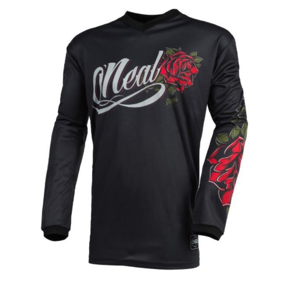 Jersey: ONEAL 2025 Women ELEMENT THREAT ROSES Blk/Red