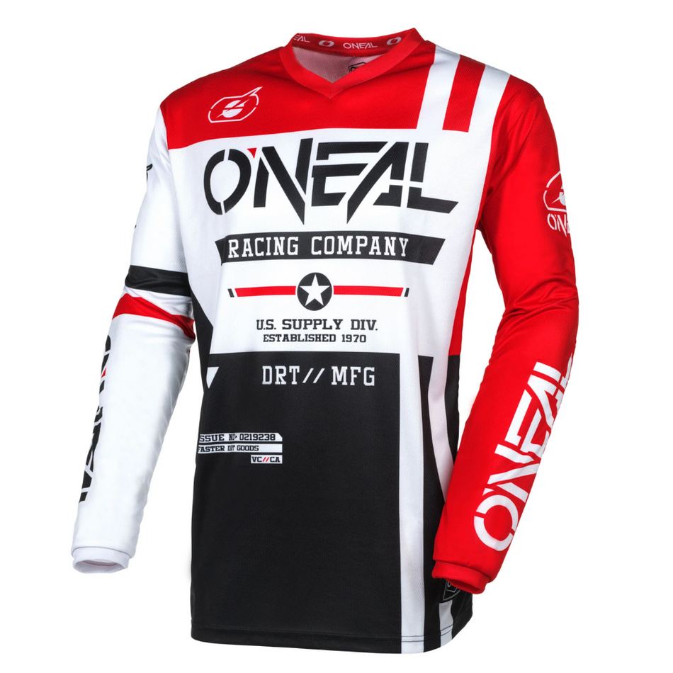Jersey: ONEAL 2025 Youth ELEMENT WARHAWK V.24 Blk/Wht/Red
