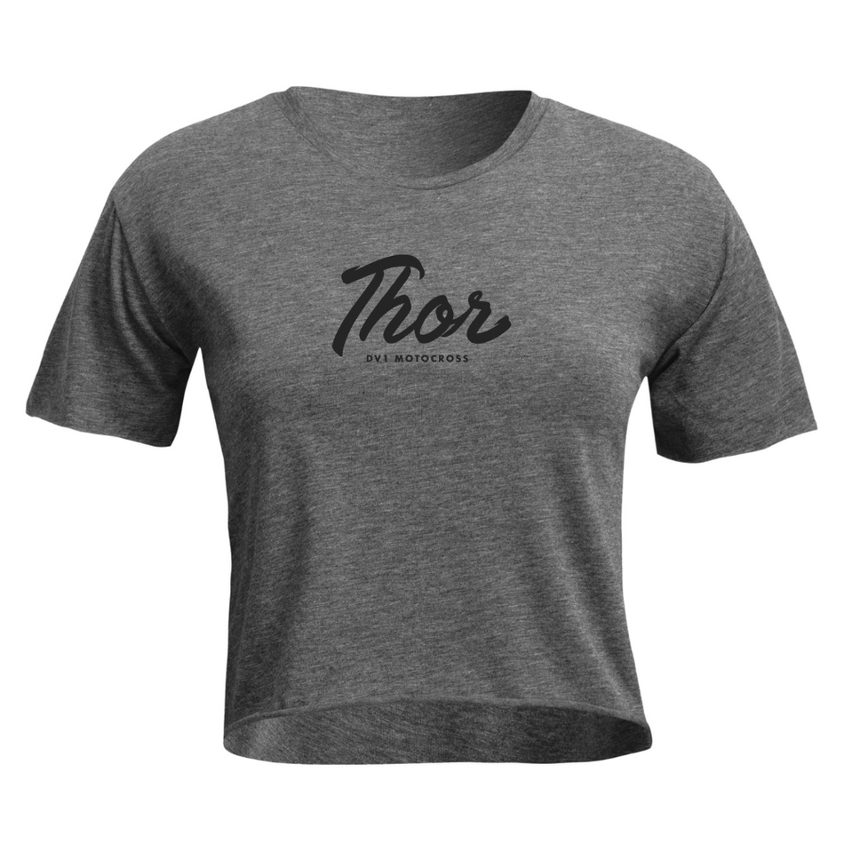 Tee: THOR Woman SCRIPT CROP TOP Charcoal