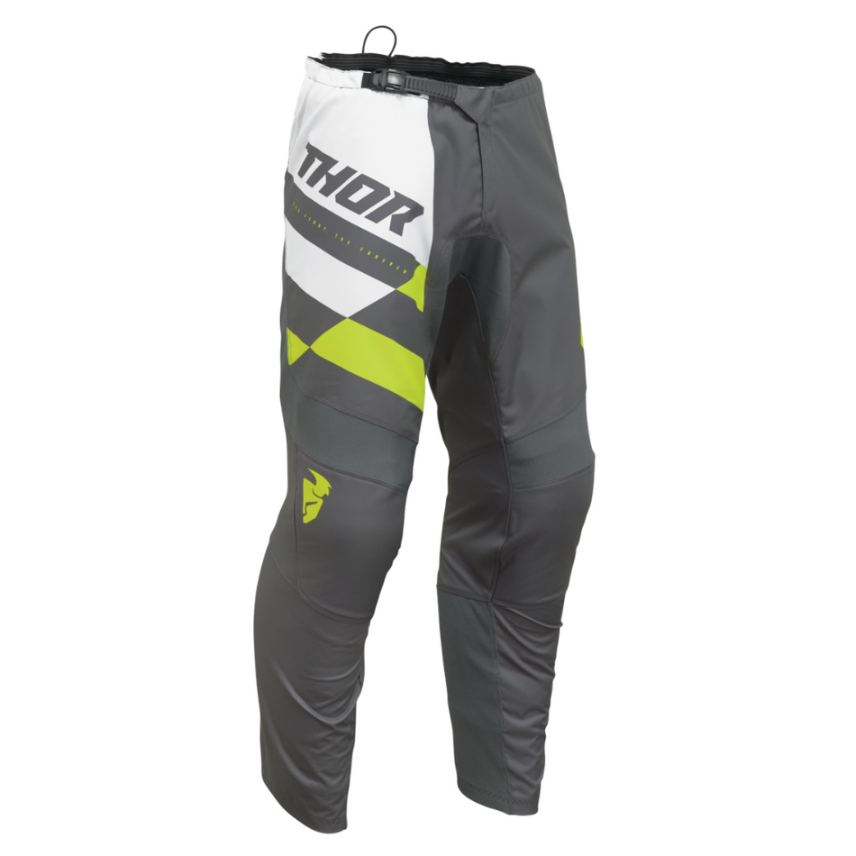 Pants: THOR 2025 Youth SECTOR Checker Charcoal/Acid