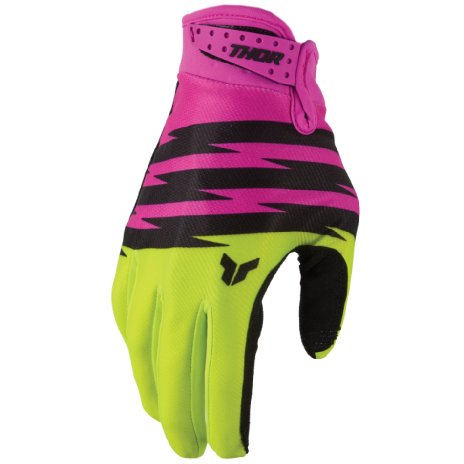 Gloves: THOR Youth LAUNCHMODE Shockie Acid/Fuchsia