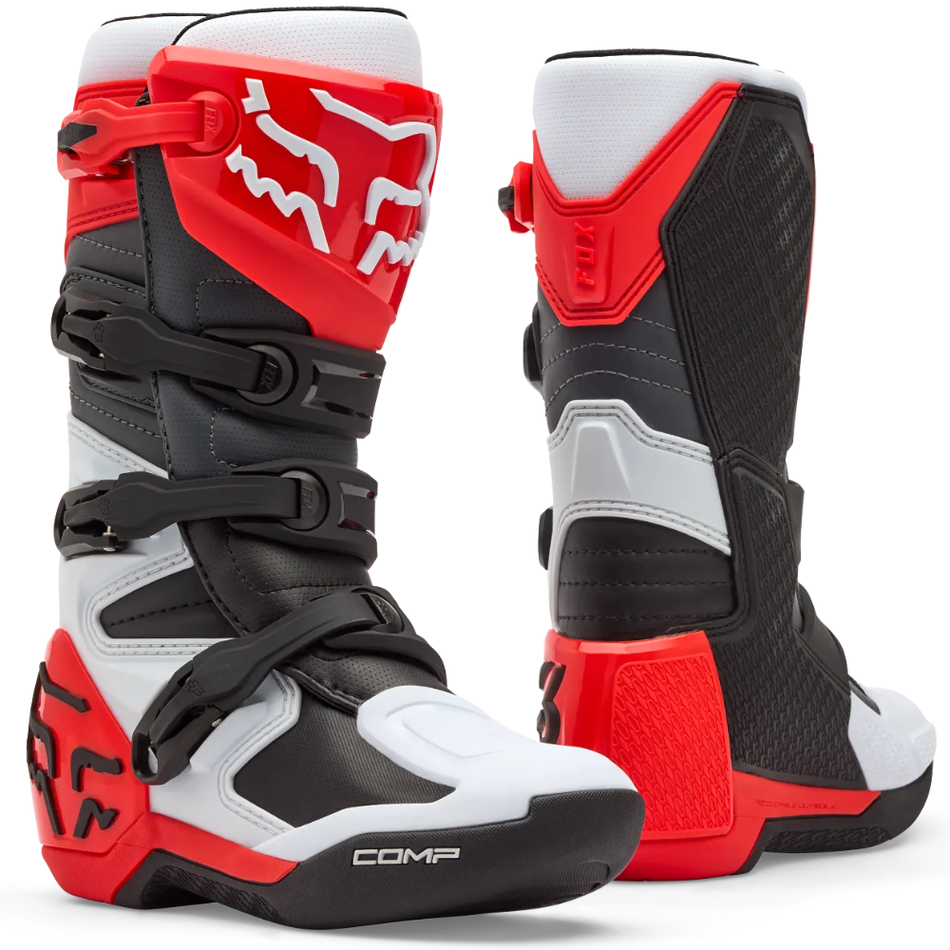 Boots: FOX Youth COMP White/Fluro Red