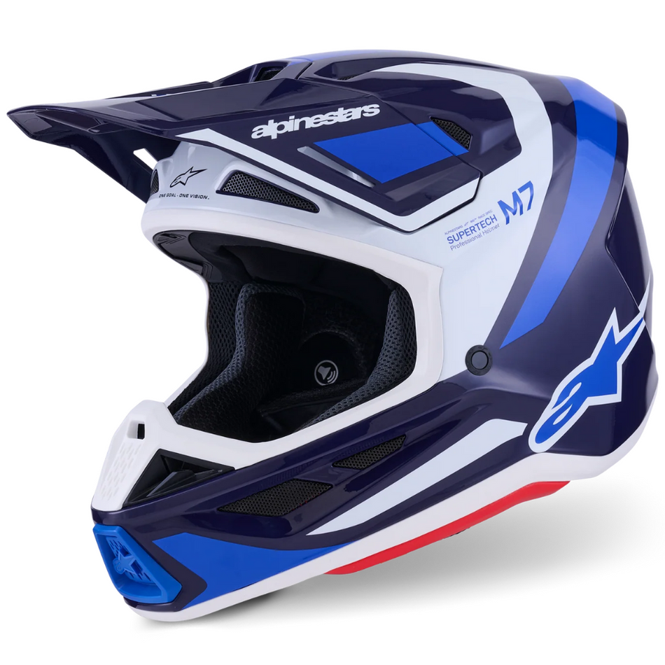 Helmet: ALPINESTARS 2026 SM7 RISE ECE06 Blue/White Glossy
