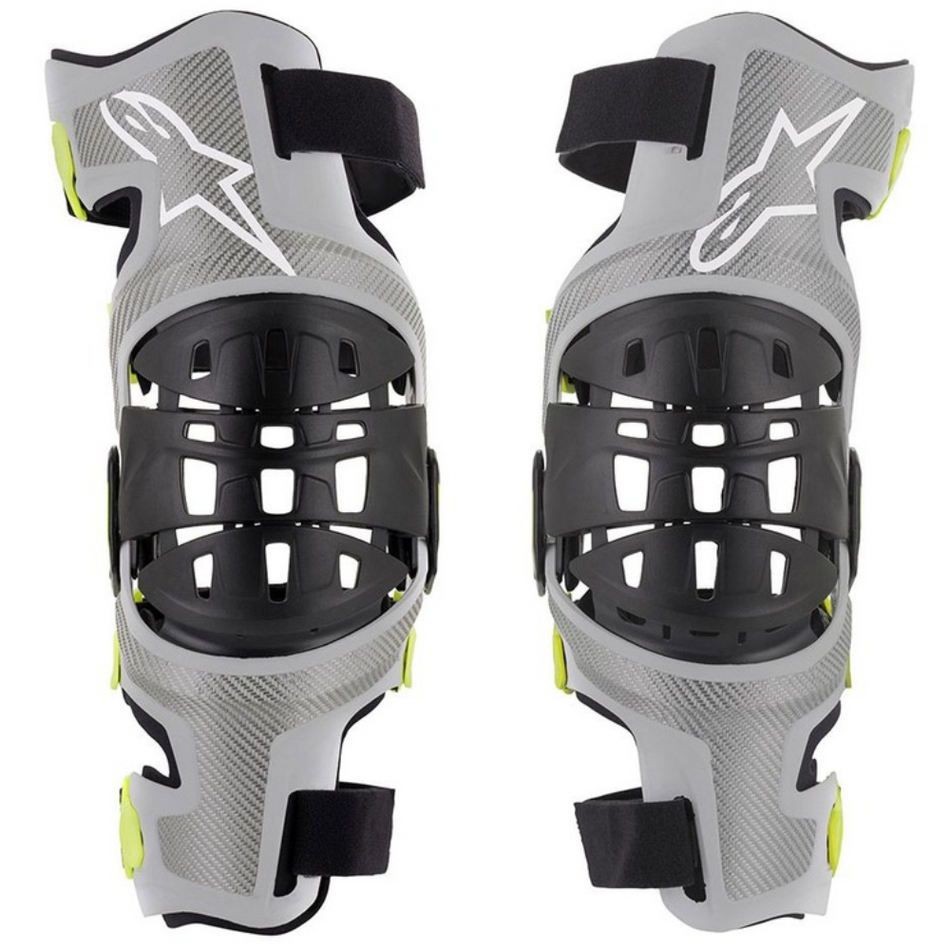 Protection: ALPINESTARS BIONIC 7 KNEE BRACE SET Silver/FluroYellow