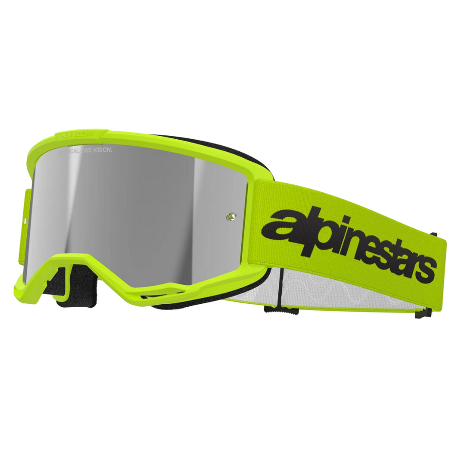 Goggles: ALPINESTARS VISION 3 WORDMARK FluroYellow - Mirror Silver Lens