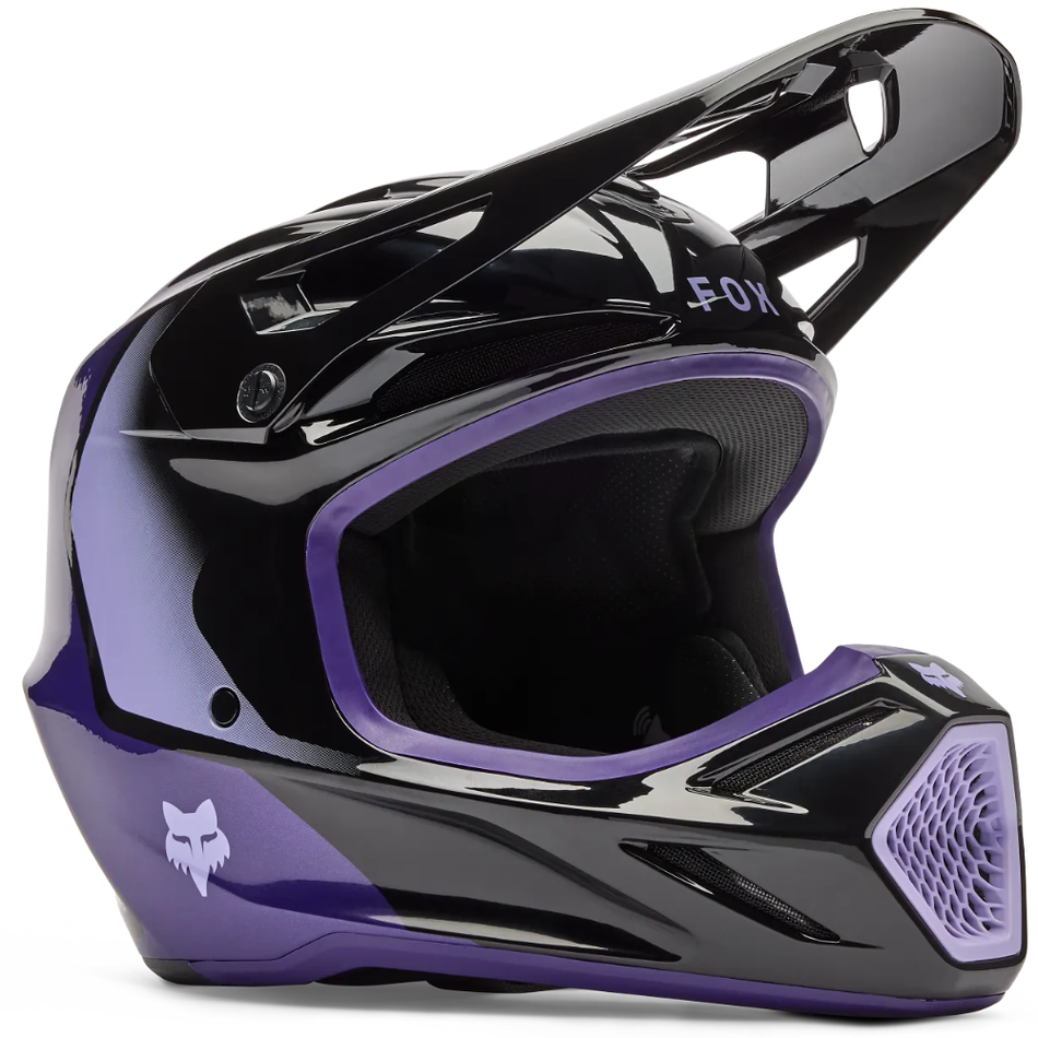 Helmet: FOX Youth V3 SPIRE Black/Purple