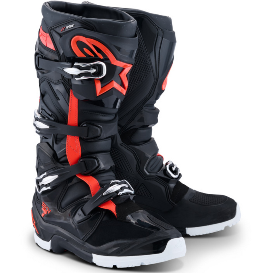 Boots: ALPINESTARS 2026 TECH 7 DRYSTAR ENDURO Black/Fluro Red/White