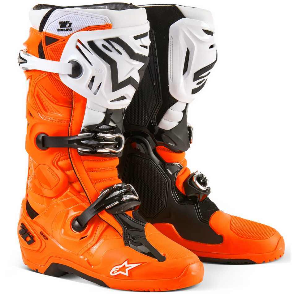 Boots: ALPINESTARS 2026 TECH 10 ENDURO Orange Fluo/Black/White