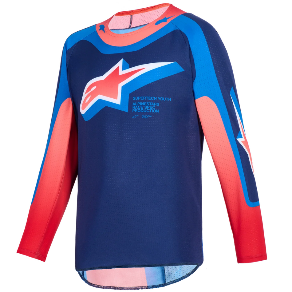 Jersey: ALPINESTARS 2026 Youth SUPERTECH VISTA Dark Navy/Hot Coral/Cobalt