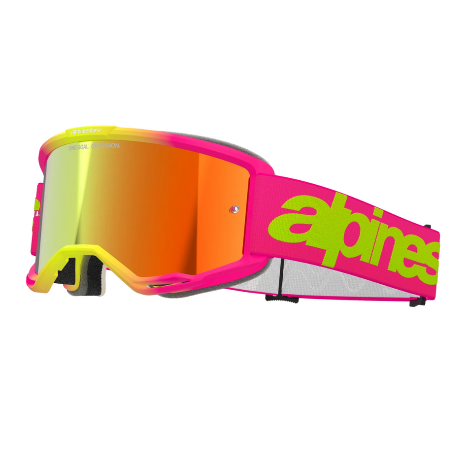 Goggles: ALPINESTARS VISION 5 WORDMARK Pink/FluYellow - Mirror Red Lens