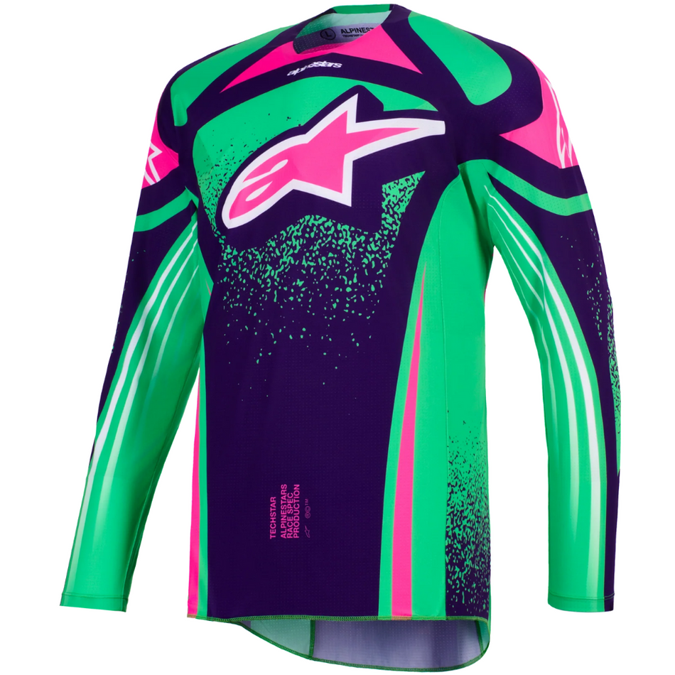 Jersey: ALPINESTARS 2026 TECHSTAR NOMUR Deep Purple/Green/Pink Fluo