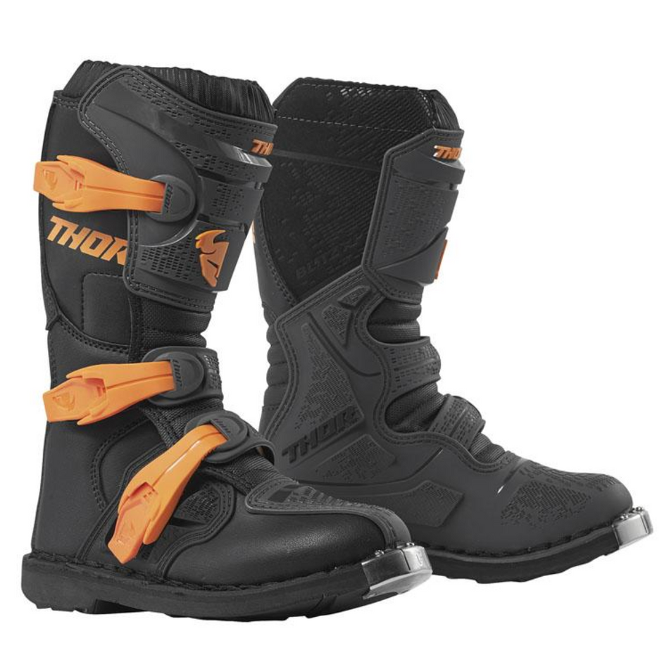 Boots: THOR 2024 Youth BLITZ XP Char/Orange
