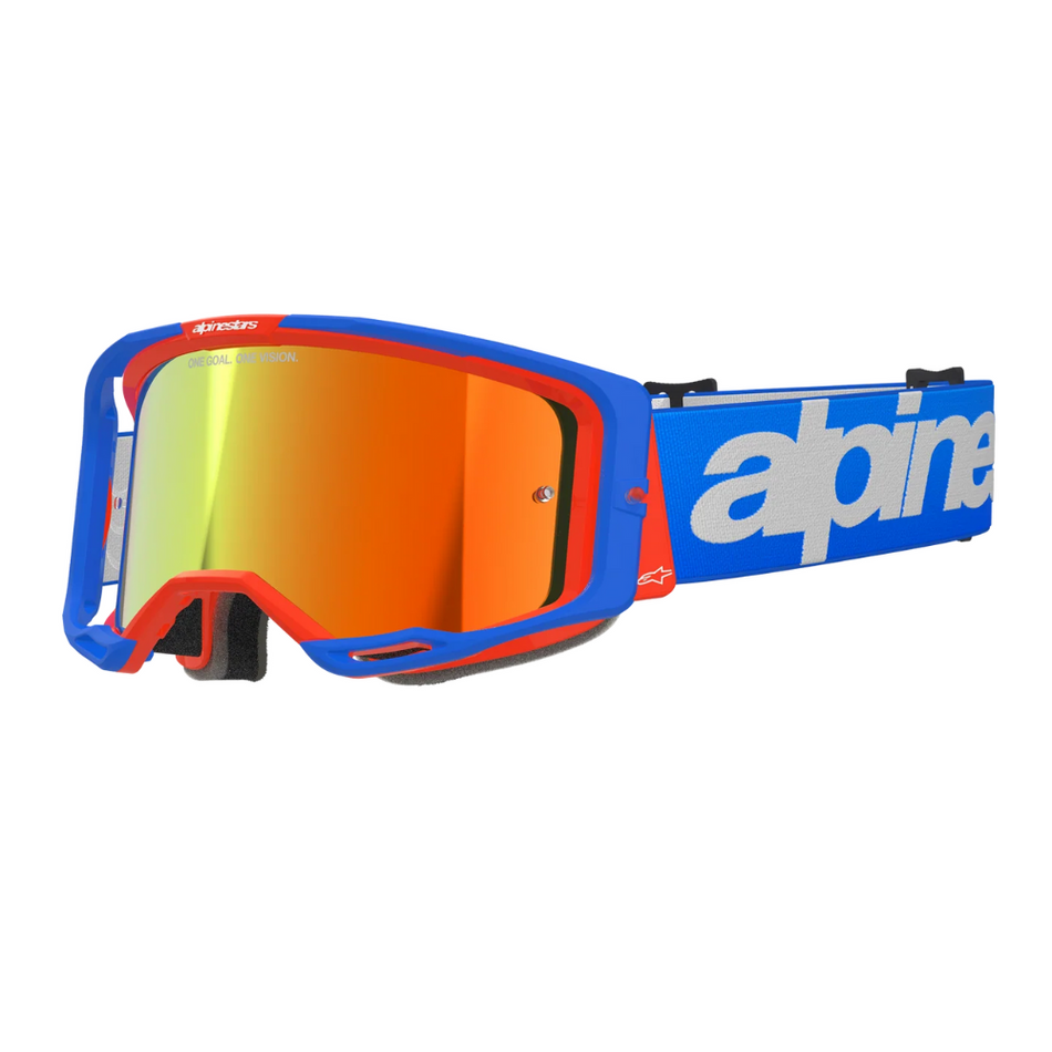 Goggles: ALPINESTARS VISION 8 WORDMARK Blue/Orange - Mirror Red Lens