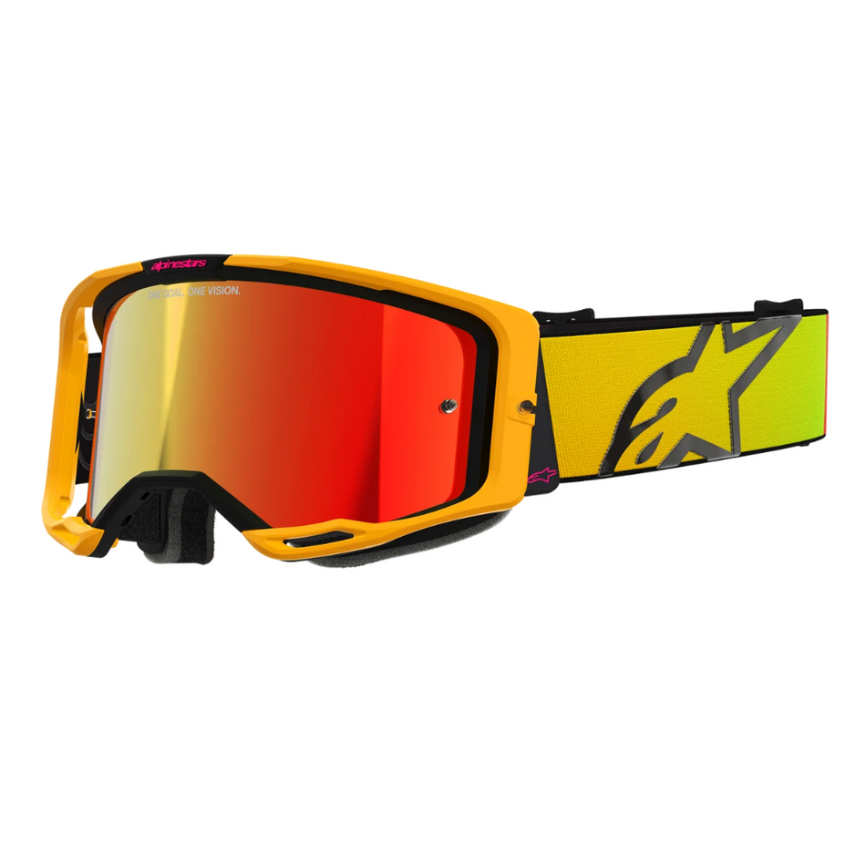 Goggles: ALPINESTARS VISION 8 CORP Yellow/Pink - Mirror Red Lens