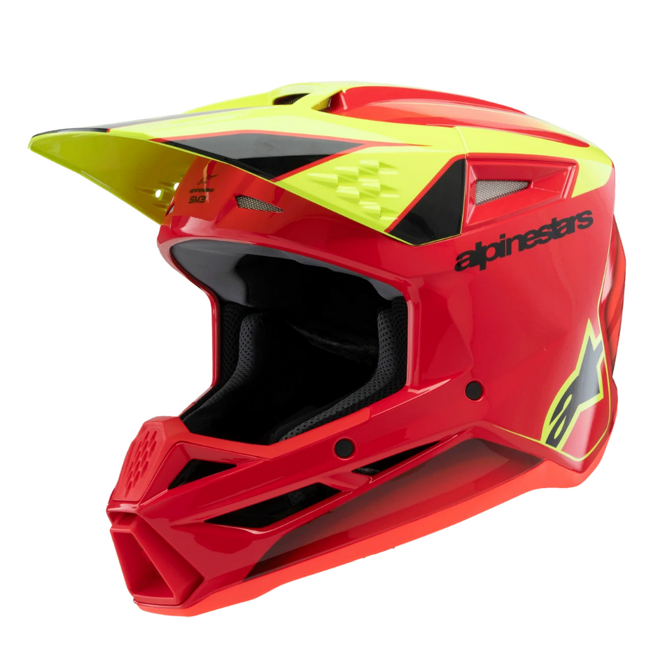 Helmet: ALPINESTARS Youth 2025 SM3 FRAY ECE06 Red/Yellow Fluo/Black