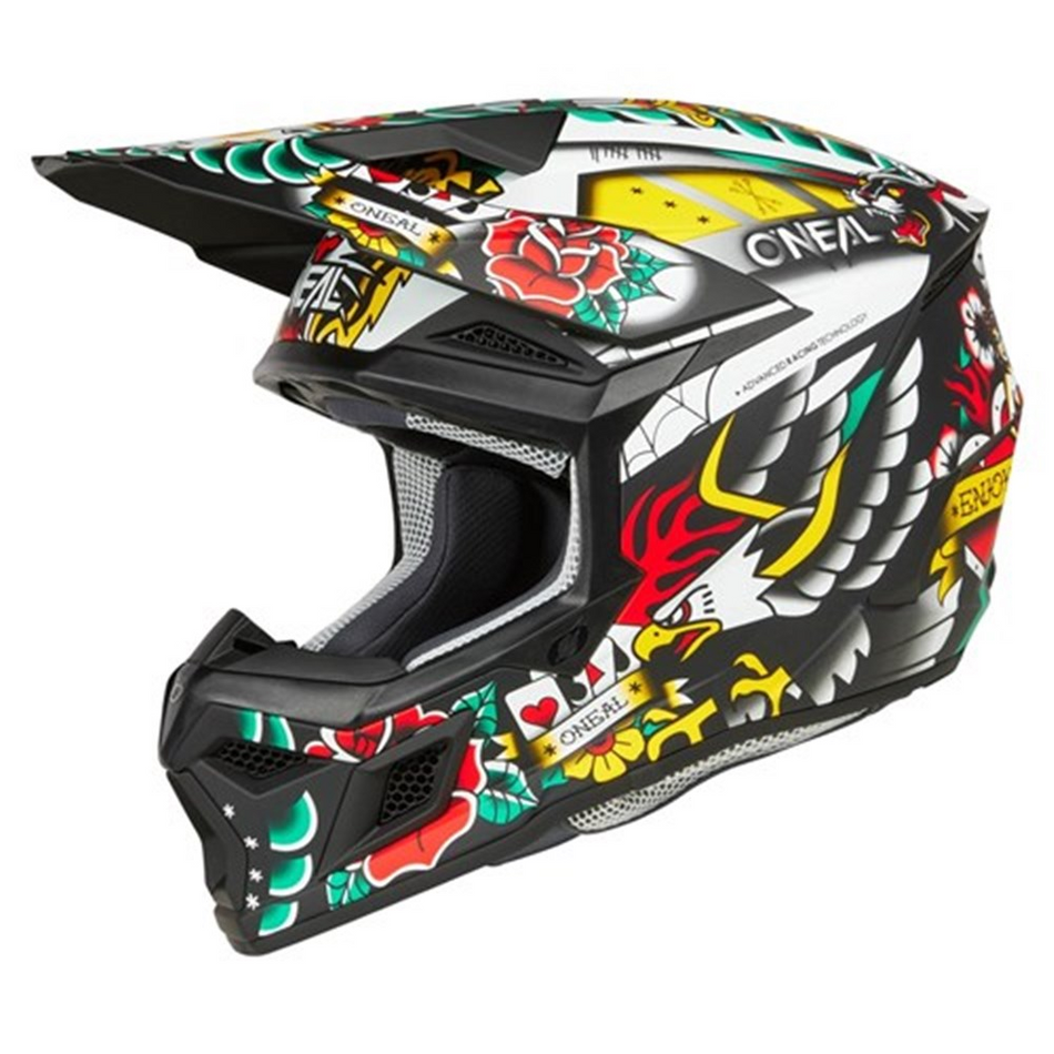 Helmet: ONEAL 2025 Youth 3SRS INKED V.25 Matte Multi