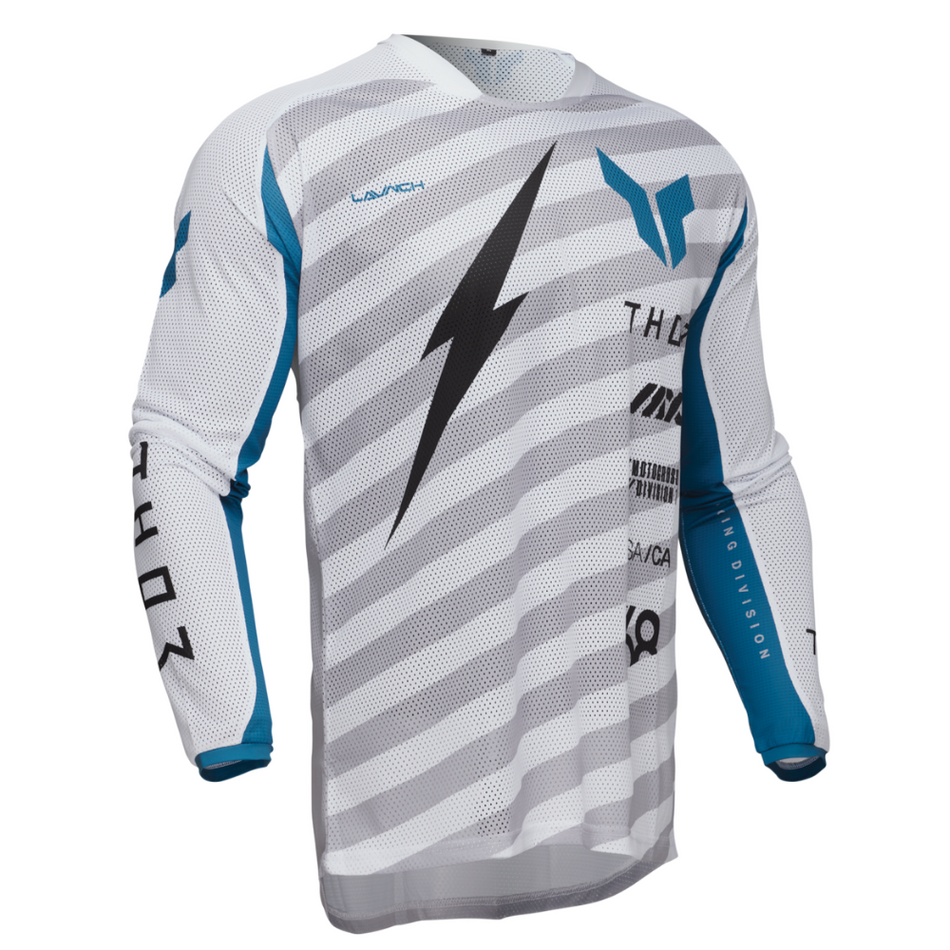Jersey: THOR 2025 LAUNCHMODE Vented Raid White/Gray