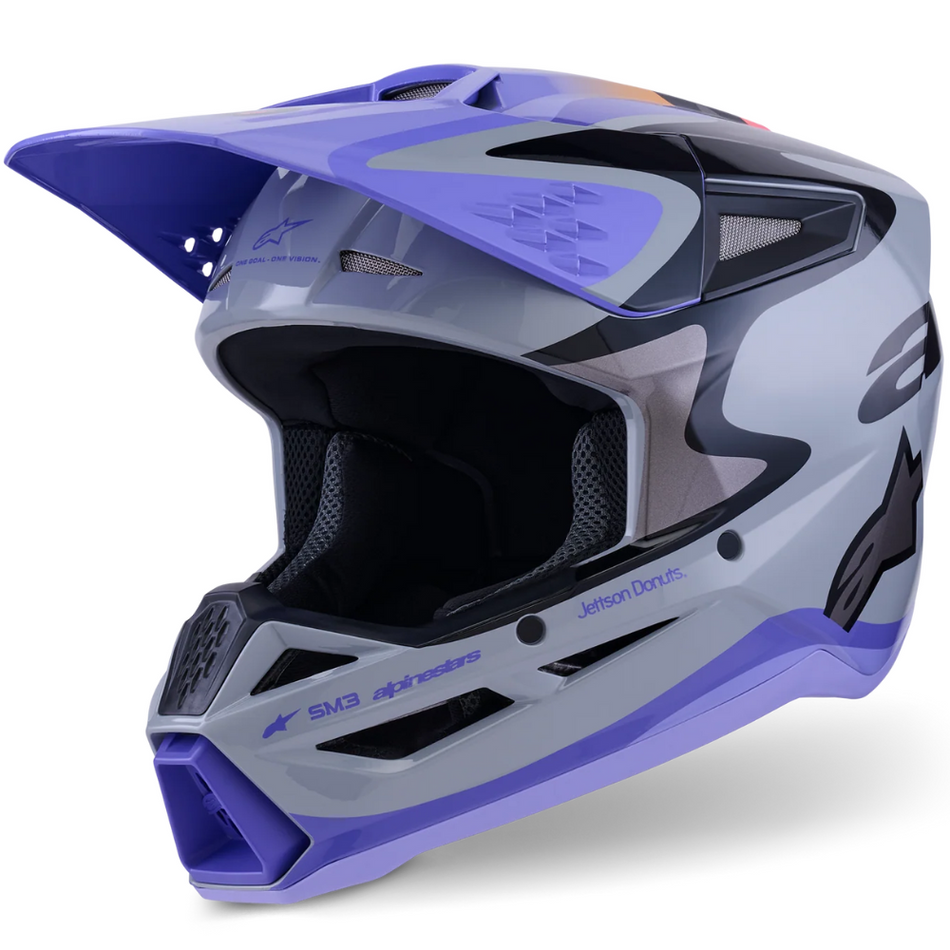 Helmet: ALPINESTARS 2026 Youth SM3 JETTSON ECE06 Gray/Purple/Black Glossy