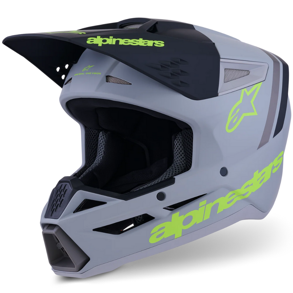 Helmet: ALPINESTARS 2026 SM3 RADIUM ECE06 Gray/Black/Yellow Fluo Matt