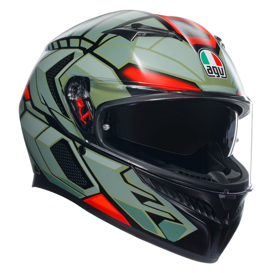 Helmet: AGV K3 DECEPT Matt Black/Green/Red