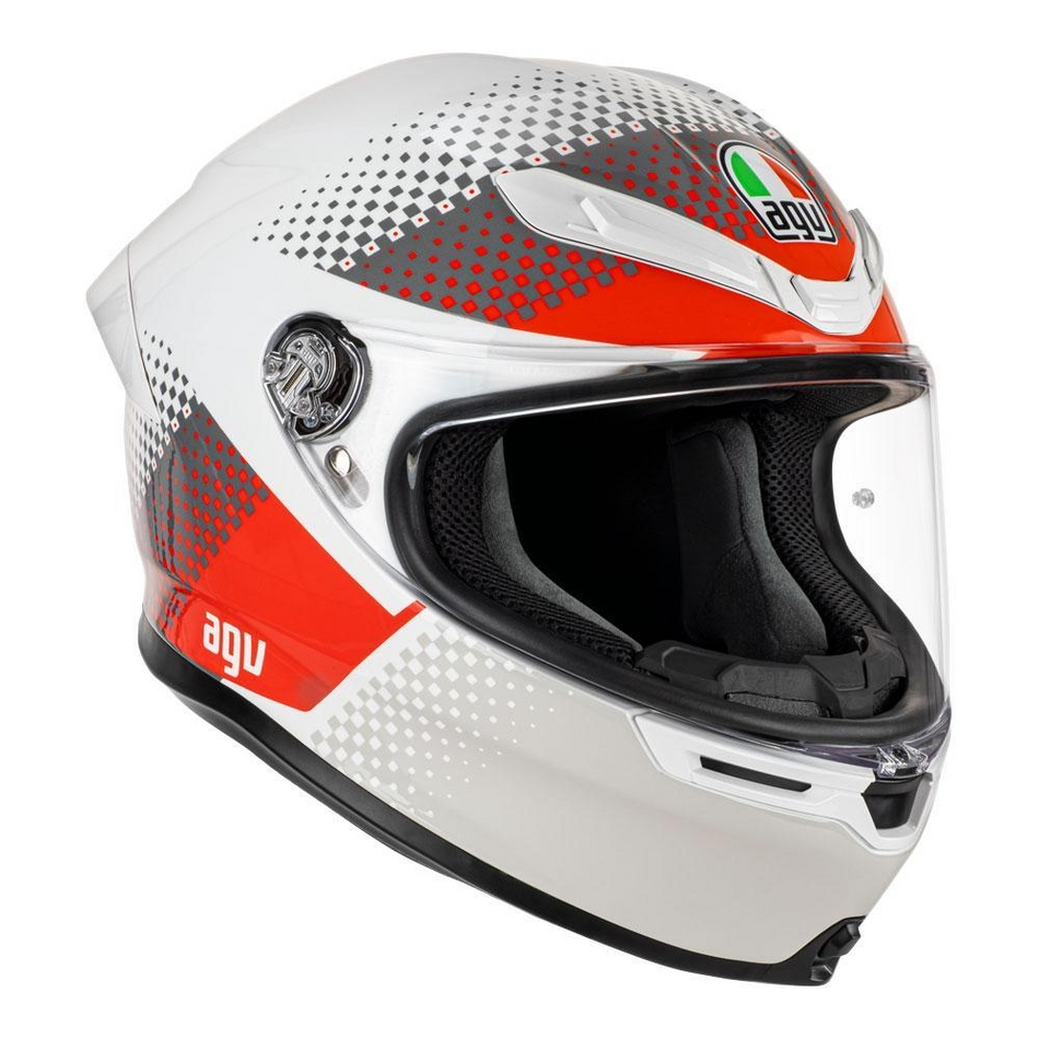 Helmet: AGV K6S FISION White/Red/Light Grey