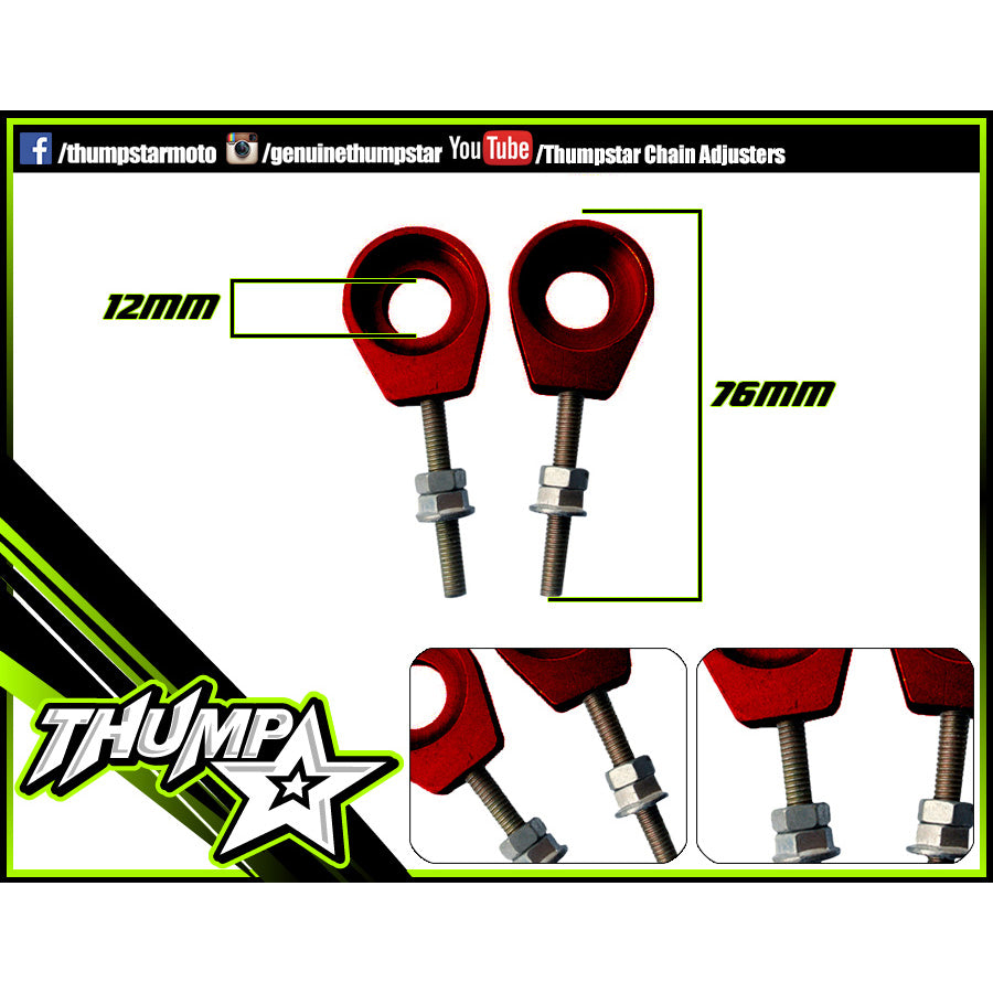 Drive: THUMPSTAR CHAIN ADJUSTER BILLET ALLOY Red 12mm