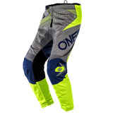 Pants: ONEAL 2020 YOUTH ELEMENT FACTOR Grey/Blue/NeonYel