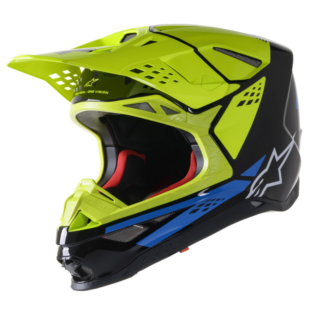 Helmet: ALPINESTARS SM8 FACTORY Black/YellowFluo Blue/Glossy
