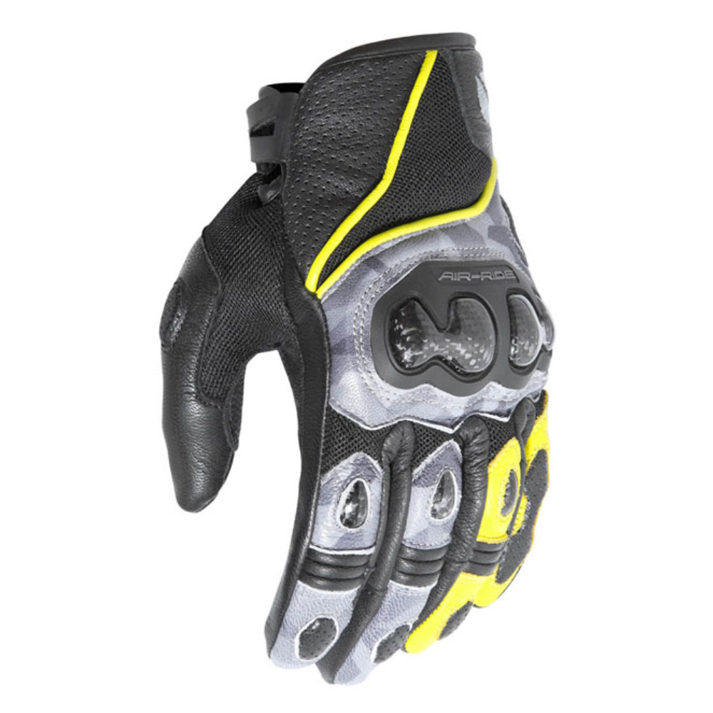 Gloves: DRIRIDER AIR-RIDE 2 SHORT CUFF Camo/Hi-Vis